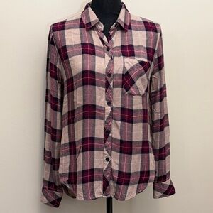Rails Women S Hunter Plaid Tan Red Flannel Shirt Button Down Outdoor Soft Casual